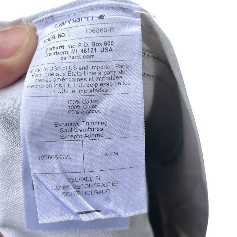Carhartt‎ Men's Gray Double Knee Relaxed Fit Carpenter Work Pants 37x34 - Picture 5 of 5